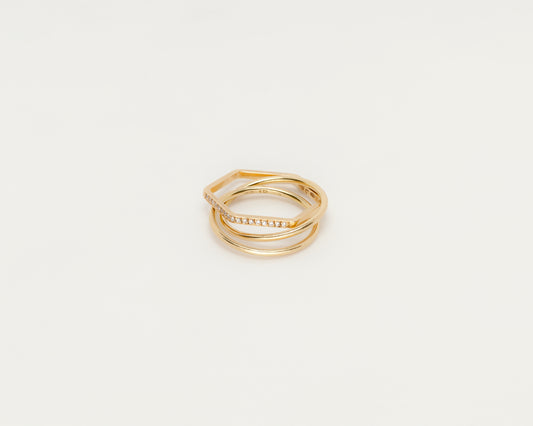 18KT Yellow gold ring, with diamonds - Cerchio Cerchio Esagono