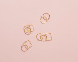 Series of geometrical yellow gold ring, 18KT with diamonds – Quadrato Cerchio Cerchio