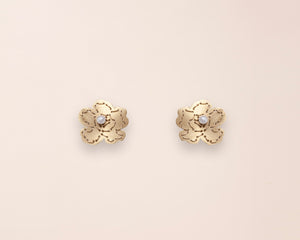 18KT yellow gold floral earrings in and freshwater pearls - Fiori E