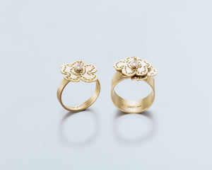 18KT yellow gold band rings with freshwater pearls - Fiori R
