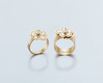 18KT yellow gold band rings with freshwater pearls - Fiori R
