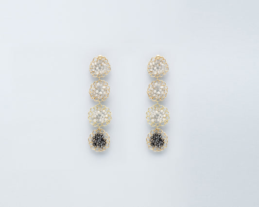 18KT yellow gold earrings whit grey and black diamonds - Mosaico Tesserae