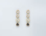 18KT yellow gold earrings whit grey and black diamonds - Mosaico Tesserae