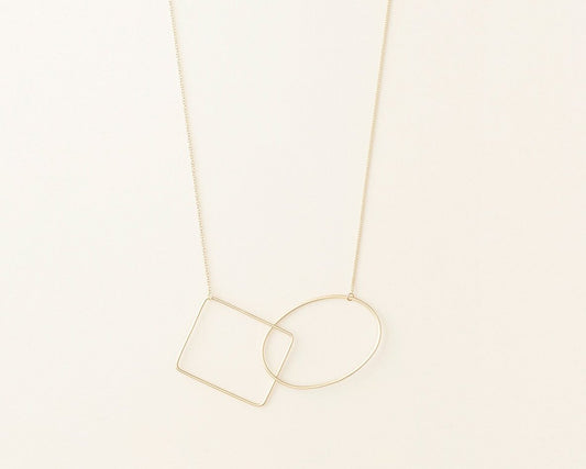 18KT yellow gold short necklace with geometric elements - Ovale Rettangolo N