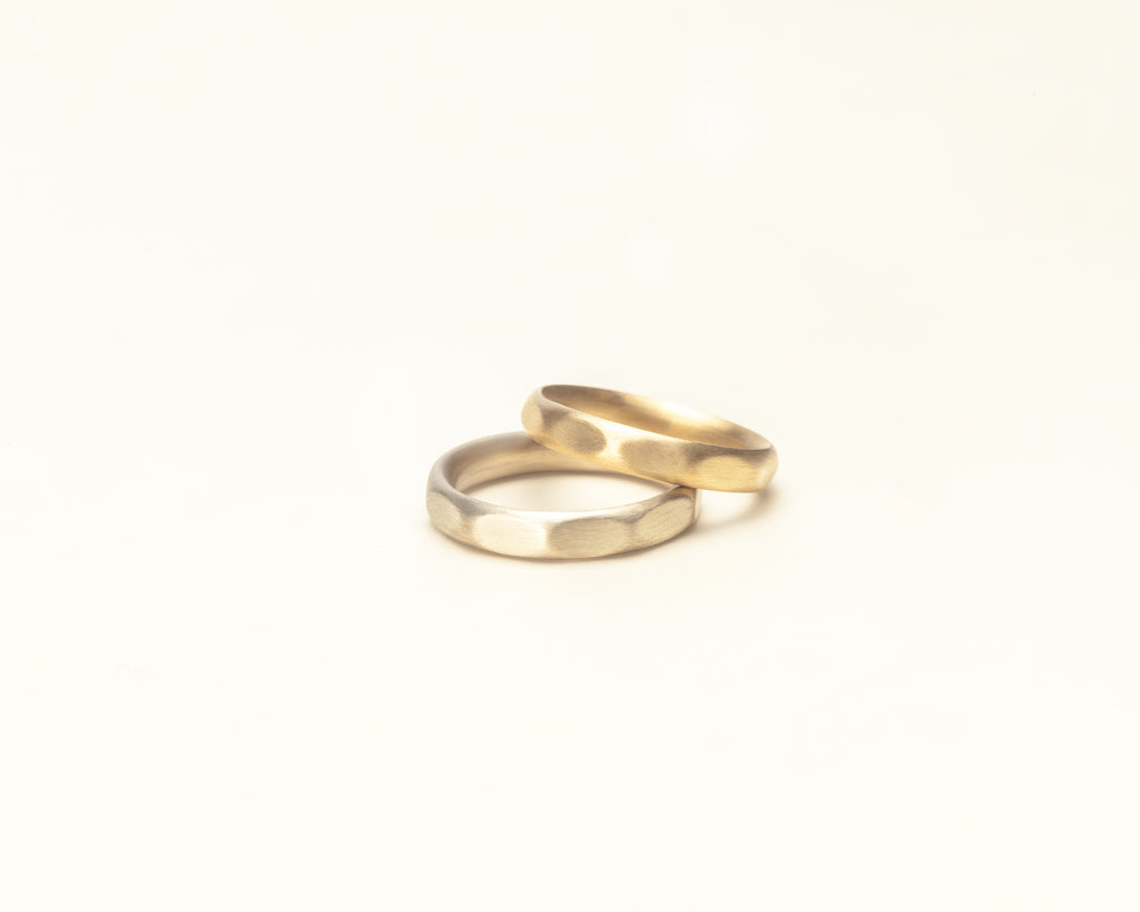 18KT yellow, white gold wedding rings - Pois