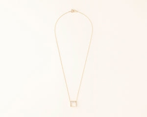 18KT yellow gold pendant necklace with akoya pearl (diameter 3,2 MM) - Quadratino