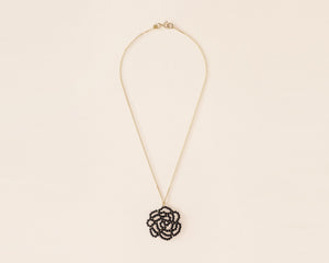 18KT yellow gold pendant necklace and black onyx - Rosa