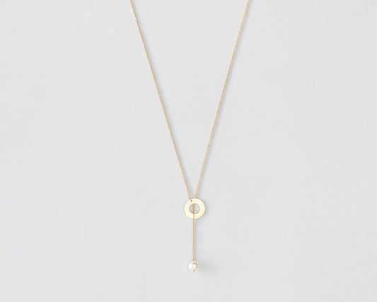 18KT yellow gold pendant necklace with akoya pearls (diameter 5,8MM) - Sun Moon N