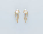 18KT yellow gold chained studs earrings with freshwater pearls - Teodolinda E