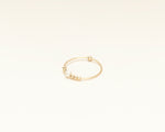 18KT thin yellow gold ring with gold spheres and freshwater pearl - Toi Perla Oro