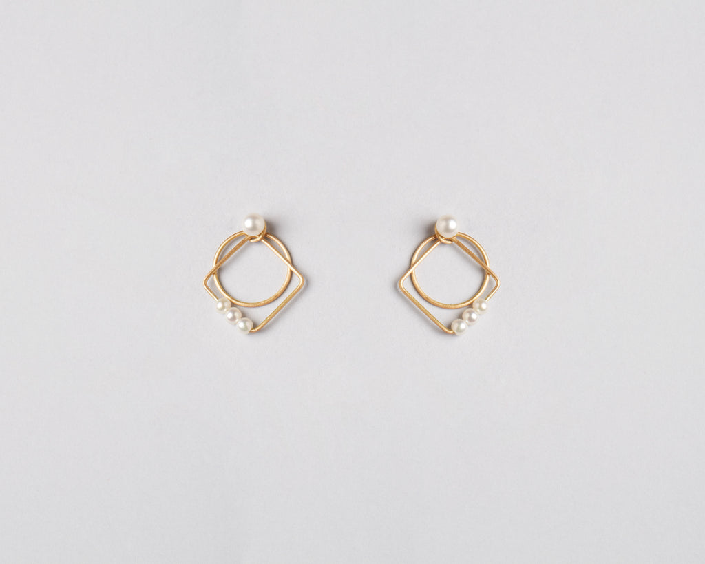 18KT gold earrings with freshwater pearls - All together E