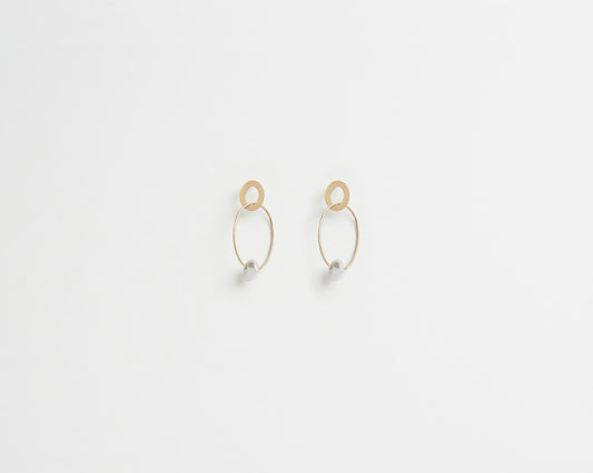 18KT yellow gold hanging earrings with keshi pearls - Insieme 2E