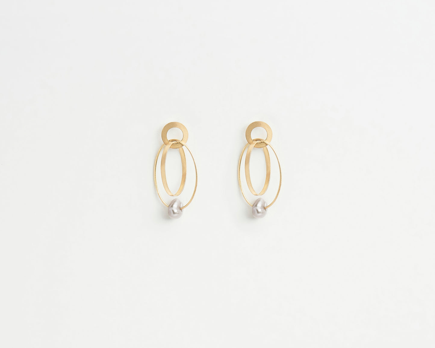 18KT yellow gold hanging earrings with keshi pearls - Insieme 3E