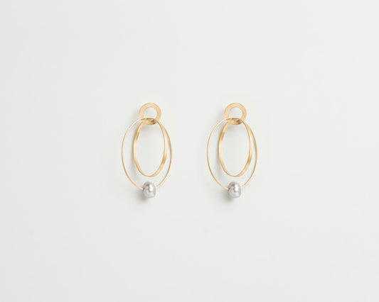 18KT yellow gold hanging earrings with keshi pearls - Insieme 4E