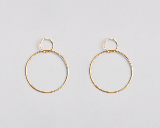 18KT yellow gold hanging and circular earrings - Medio Cerchio