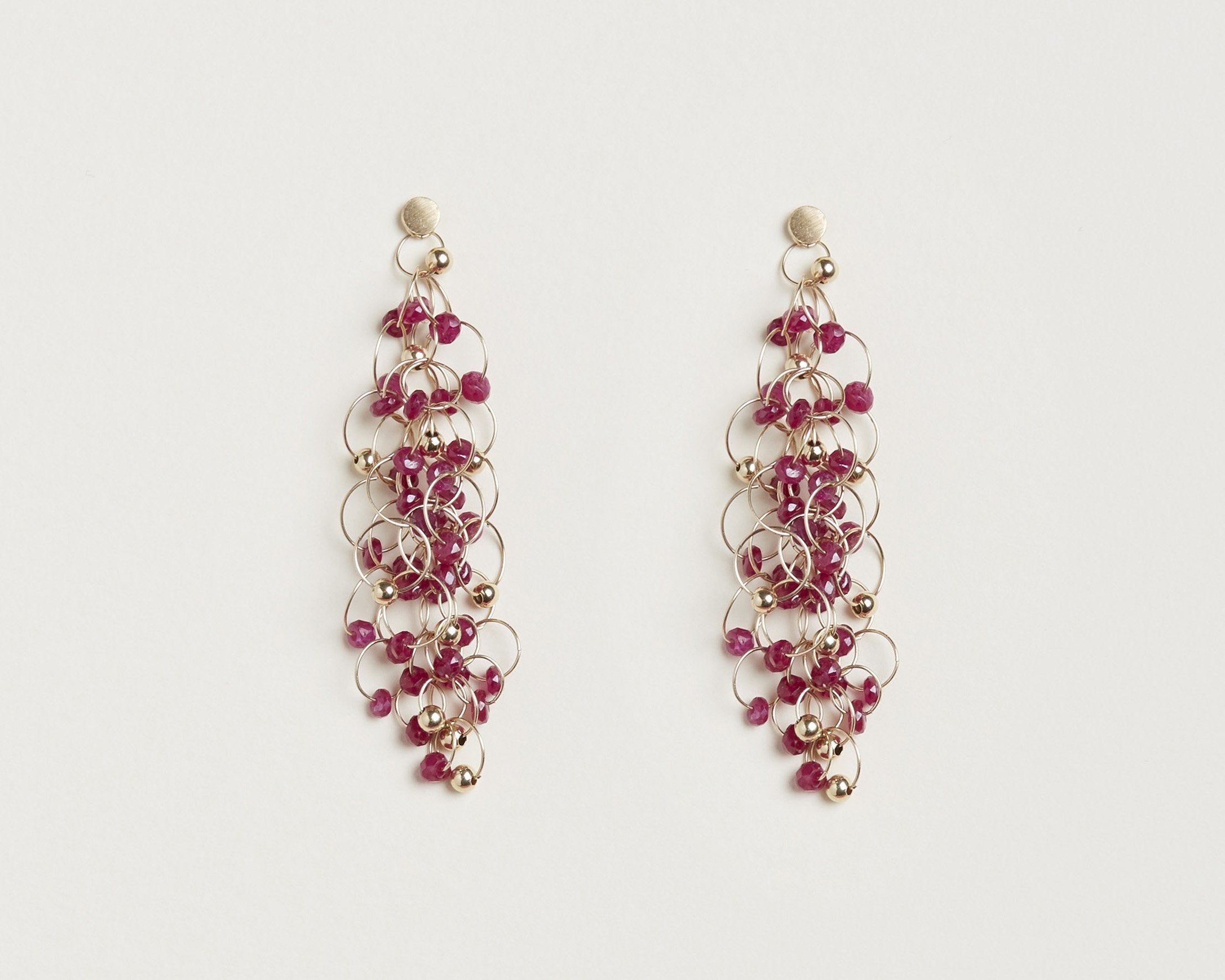 18KT yellow gold earrings with rubies - Infinito E
