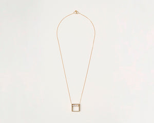 18KT yellow gold pendant necklace with akoya pearls (diameter 3,2 MM) - Quadrato