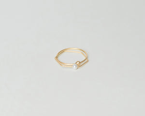 18KT yellow gold ring with freshwater pearl - Callisto