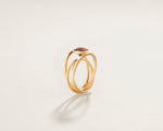 18KT yellow gold ring whit three bands and granet - Colore 2R