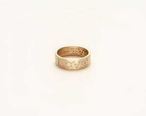 18KT Yellow gold band ring with diamonds - Love